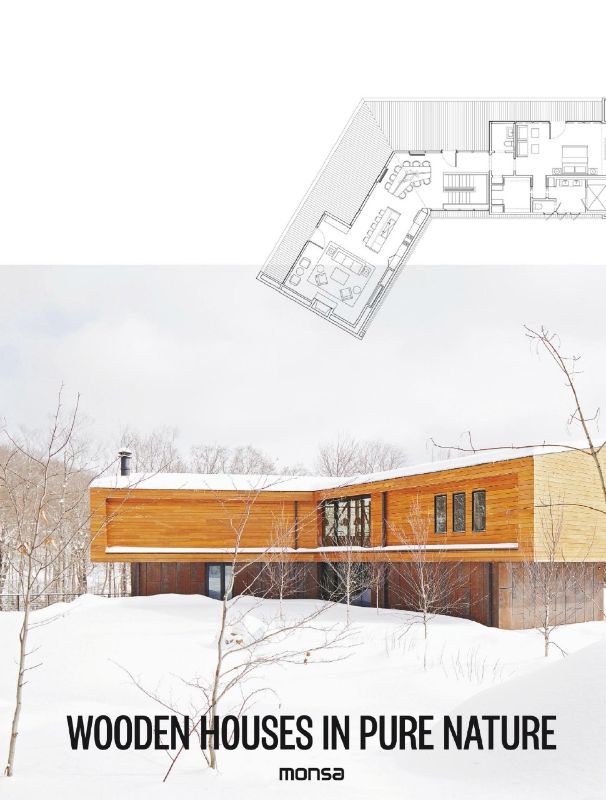 Hardback book showcasing 144 pages of innovative, eco-friendly wooden house designs in stunning natural settings.