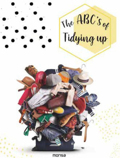 Hardback book "The ABCs of Tidying Up" by Natalia Geci, blending Kondo's methods and Yamashita's Danshari philosophy.