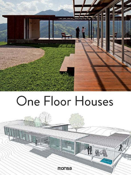 A hardback book showcasing innovative one floor houses, featuring spacious layouts and seamless accessibility for modern living.