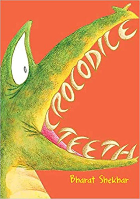 Illustration of Grinder N Grater, a toothless crocodile, alongside his friend Cheenchi Chiriya on an adventurous quest for teeth.