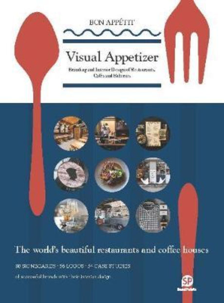 Paperback book "Visual Appetizer" featuring stunning culinary graphics to enhance dining experiences, measuring 185 x 250 mm.