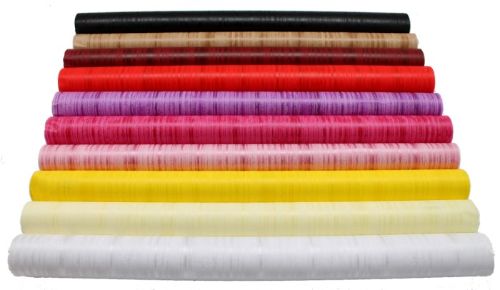 Vibrant yellow non woven wood grain fabric, 50cm wide and 20m long, ideal for crafting and home decor projects.