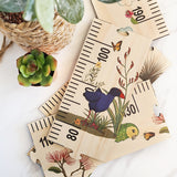 Floral NZ Birds height chart features native birds on premium pine veneer, measuring 195cm for tracking children's growth.