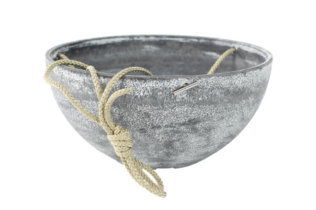 Stylish 12x25cm concrete hanging pot for indoor/outdoor use, perfect for herbs, succulents, with a modern design.