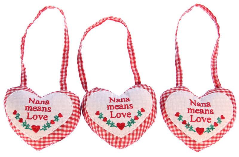 Hanging Heart Set of 3 featuring 'Nana Means Love', perfect for adding warmth to any home decor.