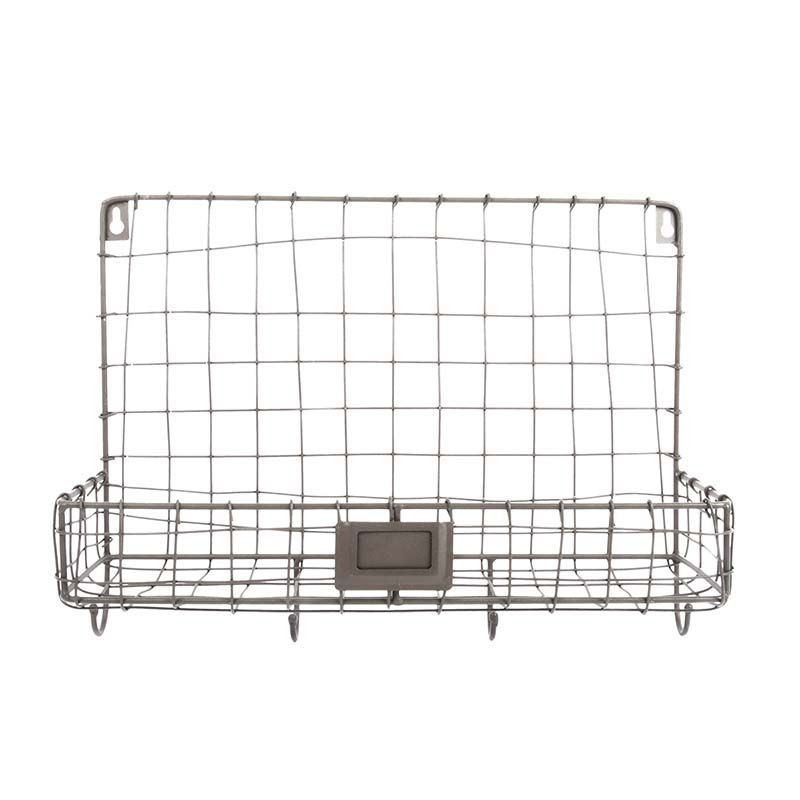 Wall-mounted wire organizer with one compartment, made of durable iron, measuring 29cm for stylish decluttering.