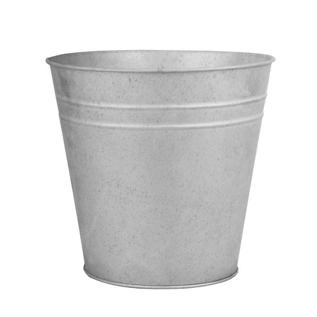 Set of 6 vintage-style 14cm zinc flower pots, perfect for herbs and succulents, featuring a removable drainage plug.