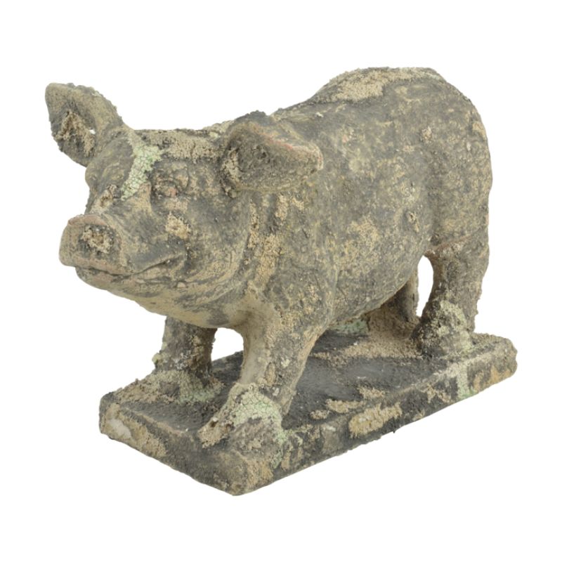 Ornament - Aged Moss Pig (29cm)