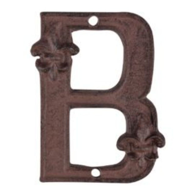 Elegant cast iron house letter 'B', 12 x 7cm, showcasing traditional craftsmanship for outdoor decor.