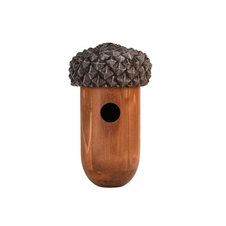 Acorn-shaped bird house made from FSC certified wood, 14 x 25 cm, providing a cozy nesting spot for local birds.