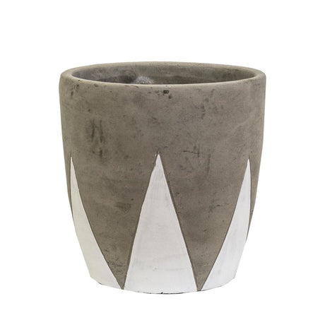 Geometric white cement plant pot, 14cm, perfect for small to medium plants, complements any decor with a minimalist touch.