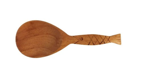 Elegant 15cm fish serving spoon made from rich mahogany, perfect for serving fish dishes at any dining occasion.