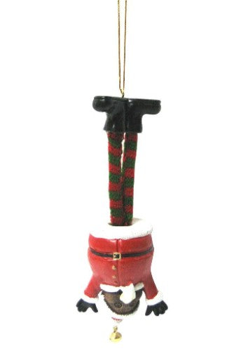 Whimsical Christmas Kiwi ornament depicting a bold kiwi bird bungy jumping, crafted from durable polyresin, 13 x 6 cm.
