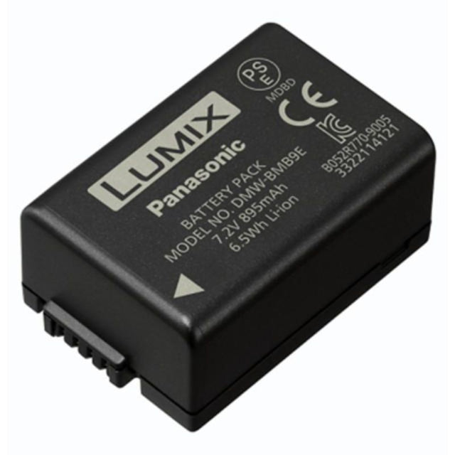 Panasonic DMW-BMB9E battery for FZ series cameras, offering 7.4V and 750mAh for extended shooting time.