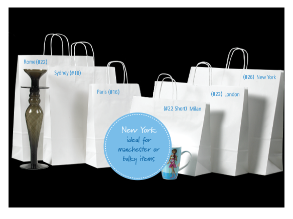 White paper gift bags with twist handles, 25 units, made from premium eco-friendly paper, ideal for retail and parties.
