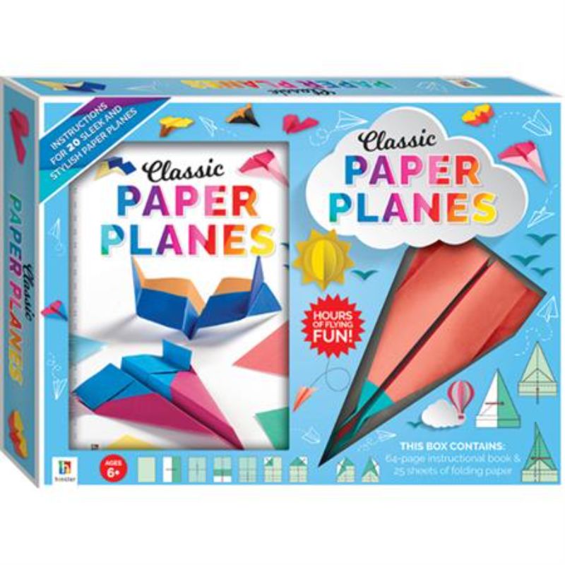 Classic Paper Planes Kit featuring a 48-page instructional book with designs for folding unique paper airplanes.