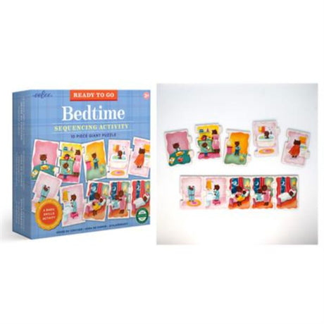 Colorful eeBoo Bedtime puzzle for toddlers, featuring charming bedtime rituals to enhance cognitive skills and storytelling.