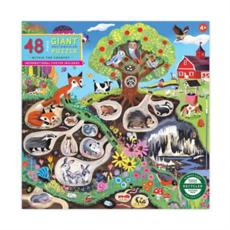 Giant 48-piece jigsaw puzzle showcasing vibrant countryside scenes, designed for preschool learning and fun.