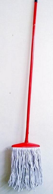 Set of 12 red mops designed for efficient cleaning, ideal for both home and commercial use with durable fibers.