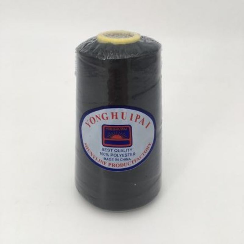 Set of 10 premium black sewing thread spools, ideal for crafting, durable and versatile for all fabric types.