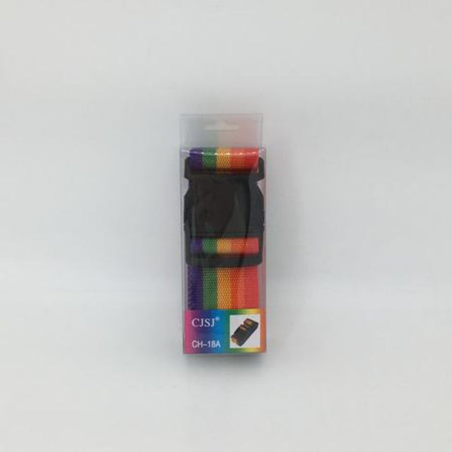 Vibrant rainbow luggage belts set of 12, designed for secure and stylish travel, easily identifiable in busy airports.