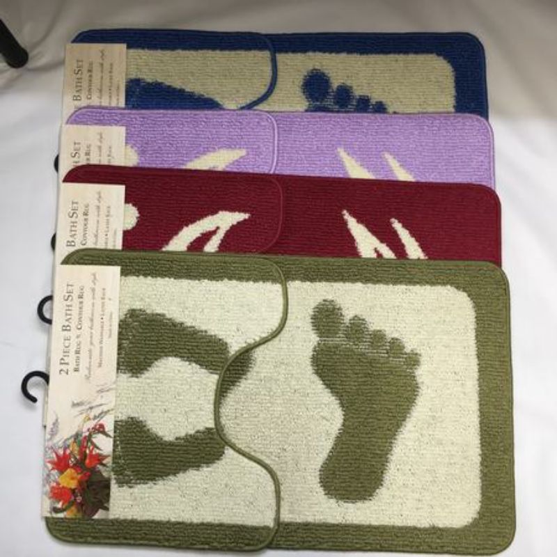 Luxurious Bath Mats Set with 6 vibrant styles, plush comfort, quick-drying, non-slip design for safety and elegance.