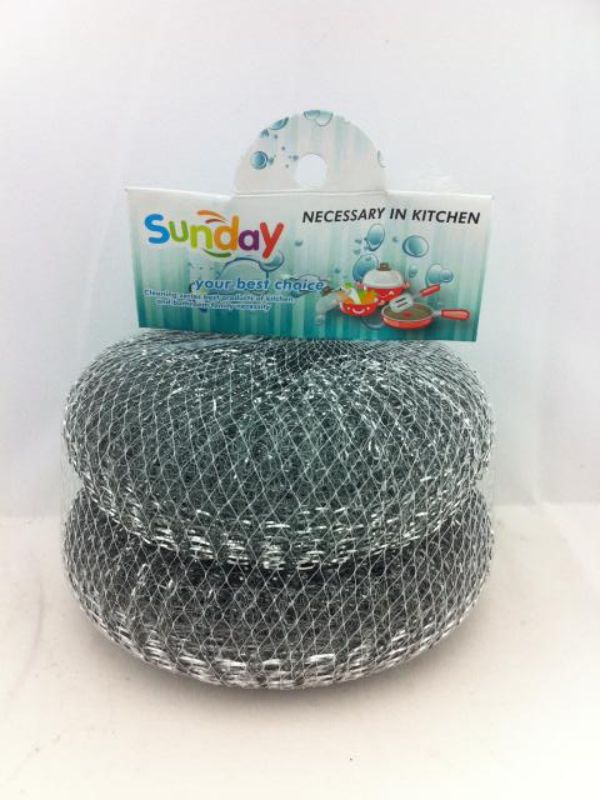 24-pack of stainless steel scourers for effective kitchen cleaning without scratching surfaces. Ideal for tough stains on cookware.