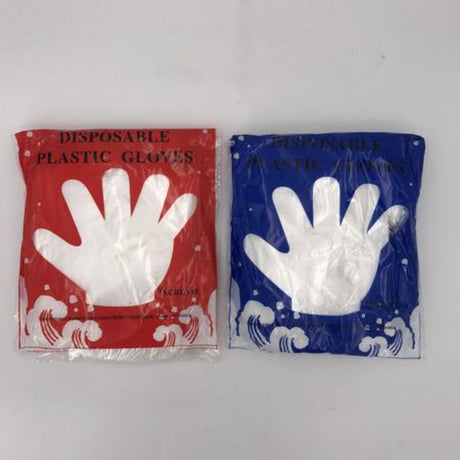Set of 12 disposable plastic gloves for cooking, cleaning, and food handling, providing hygiene and protection.