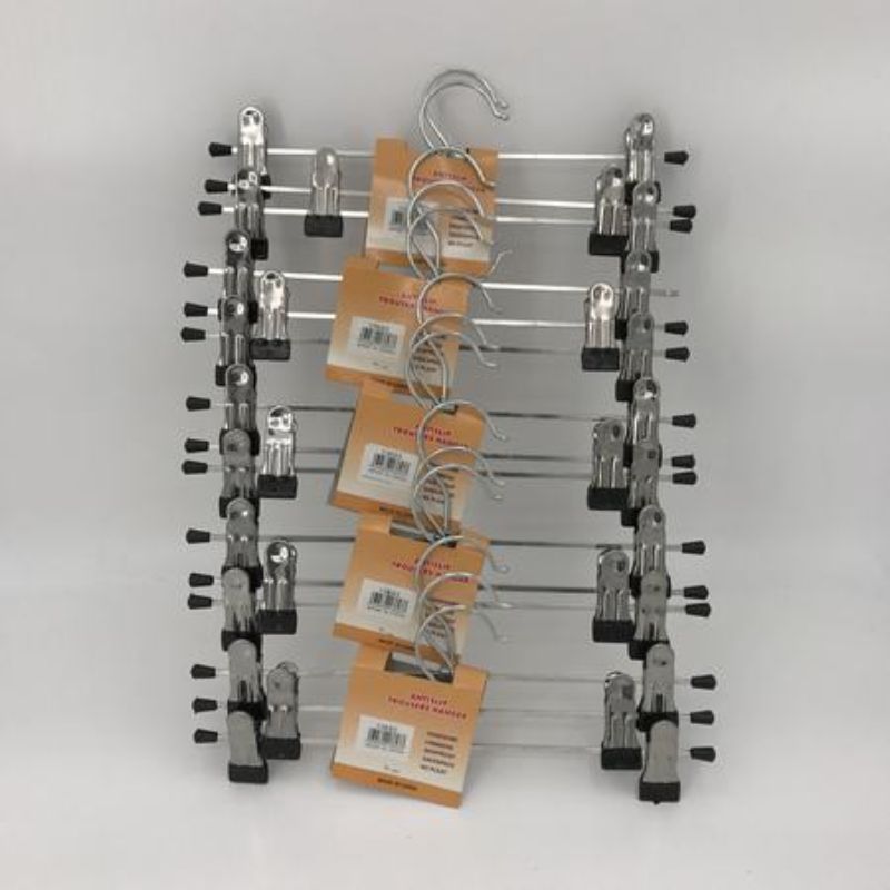 Set of 36 durable pants hangers with non-slip clips and 360-degree swivel hooks for organized closet space.