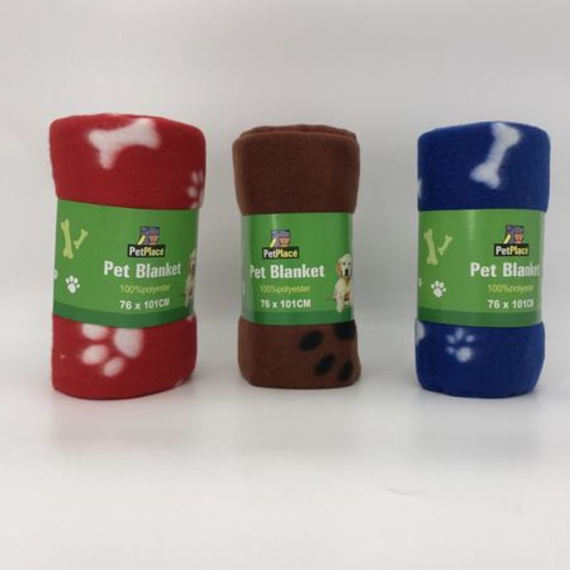 Set of 12 assorted pet blankets in vibrant colors, providing warmth and comfort for pets at home or on the go.