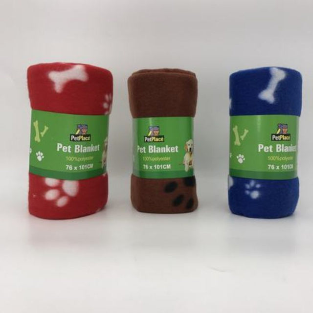 Set of 12 assorted pet blankets in vibrant colors, providing warmth and comfort for pets at home or on the go.