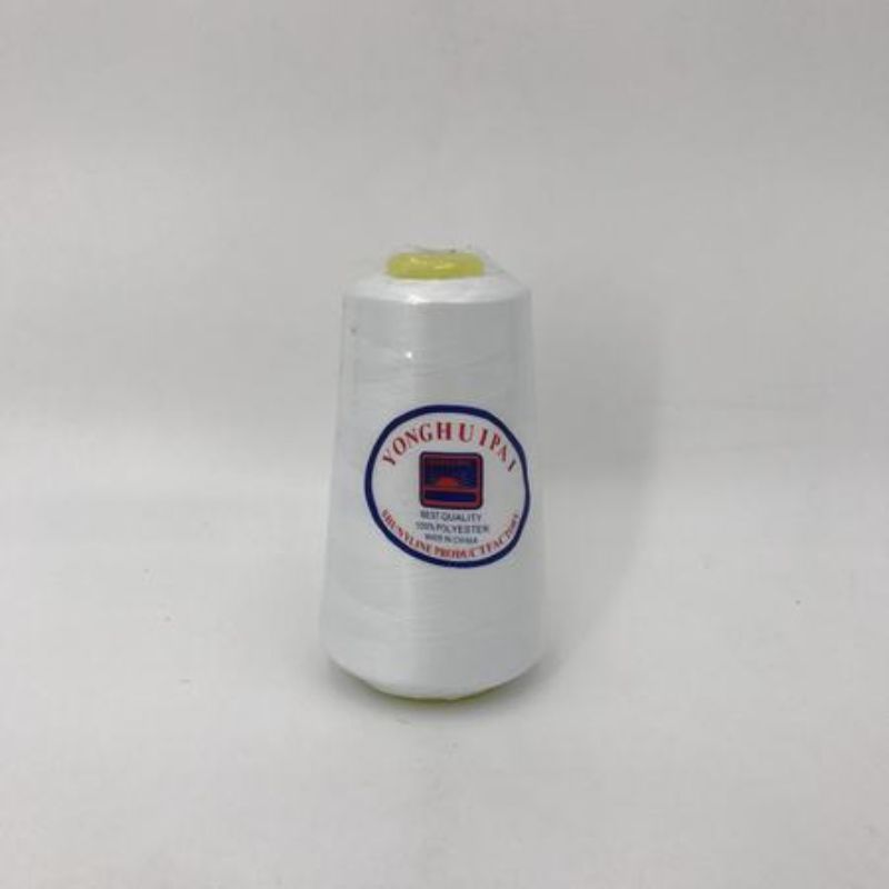 Set of 10 high-quality white sewing threads, durable and smooth for all sewing projects and fabric types.