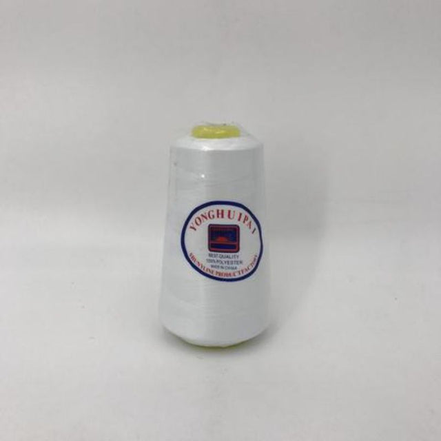 Set of 10 high-quality white sewing threads, durable and smooth for all sewing projects and fabric types.