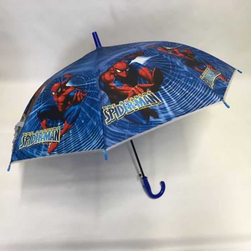 Six vibrant Spider Man umbrellas for kids, measuring 48.5cm, perfect for brightening rainy days and outdoor adventures.