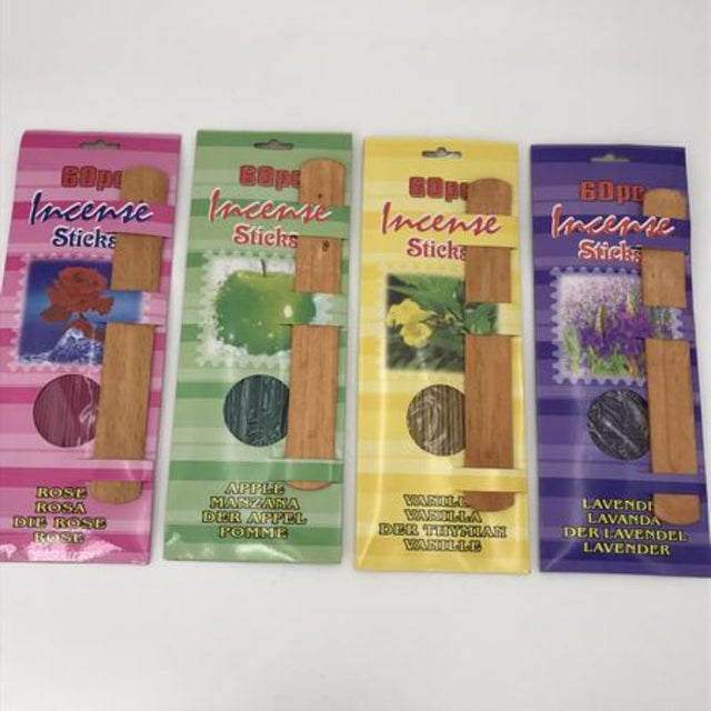Set of 12 assorted incense sticks featuring calming fragrances for relaxation, meditation, and enhancing your living space.