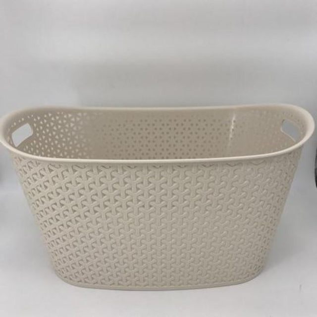 Set of 6 elegant cream storage baskets, measuring 51x33x23.5cm, perfect for organizing various home items stylishly.