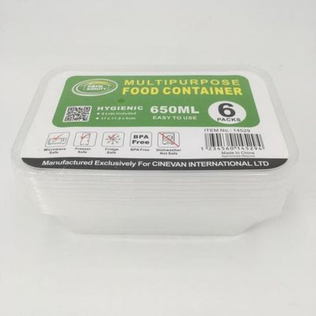 Plastic food container set, 650ml each, 72 total, microwave-safe, stackable, clear design for easy storage and organization.