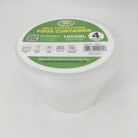 Versatile plastic food container set of 48, 1000ml capacity, microwave and dishwasher safe, perfect for meal prep and storage.