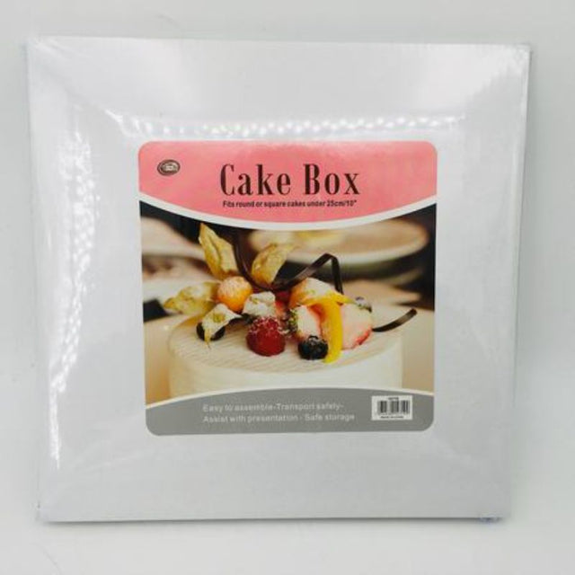 Set of 12 elegant 10" cake boxes with clear window, perfect for showcasing and transporting cakes and pastries.
