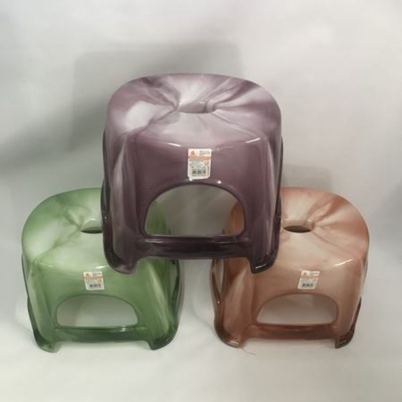 Colorful set of 12 durable plastic stools, 30 x 23 x 29 cm, perfect for indoor and outdoor use at gatherings or playtime.