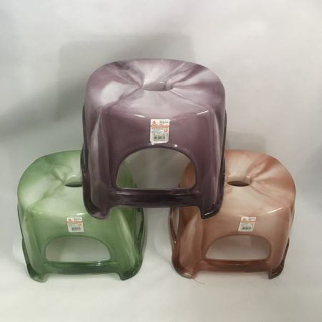 Colorful set of 12 durable plastic stools, 30 x 23 x 29 cm, perfect for indoor and outdoor use at gatherings or playtime.