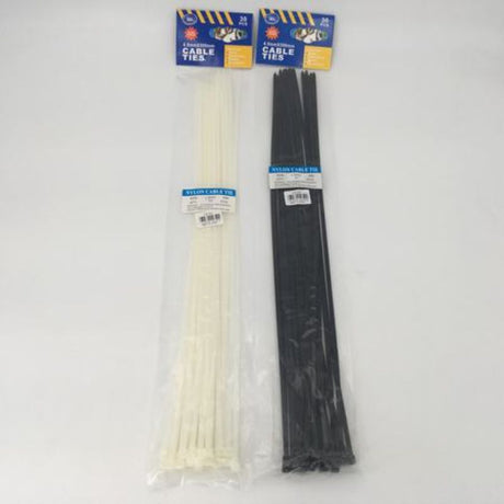 Durable black cable ties, 4.8 x 500mm, 12 packs of heavy-duty zip ties for secure bundling and efficient organization.
