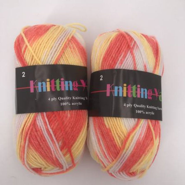 Vibrant knitting yarn mix in assorted colors, 100g pack of 6, perfect for all crafting projects and beginners alike.