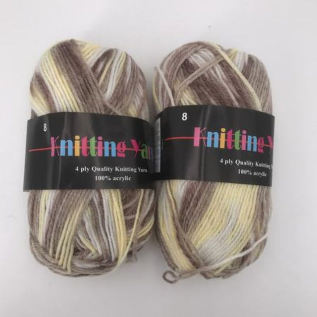 Vibrant 100g Knitting Yarn Mix #8 with 6 colorful skeins, perfect for various knitting and crochet projects.