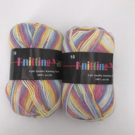 Colorful pack of six #10 knitting yarn skeins, 100g each, perfect for cozy projects and creative crafting.