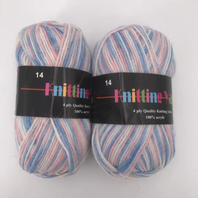 A pack of six 100g skeins of vibrant knitting yarn, perfect for creating cozy garments and accessories.