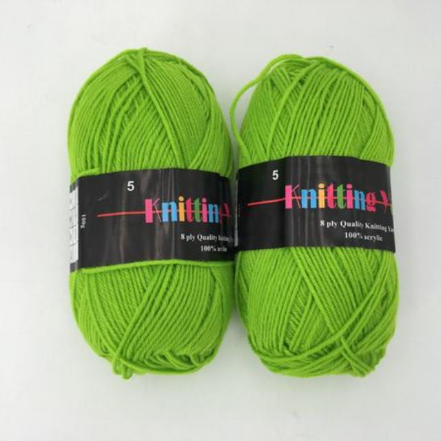 A pack of 6 x 100g #5 knitting yarn skeins, soft and durable, ideal for cozy garments and accessories in vibrant colors.