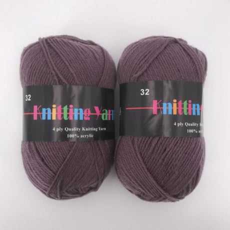 Set of six 100g skeins of #32 premium knitting yarn in vibrant colors, ideal for various knitting and crochet projects.