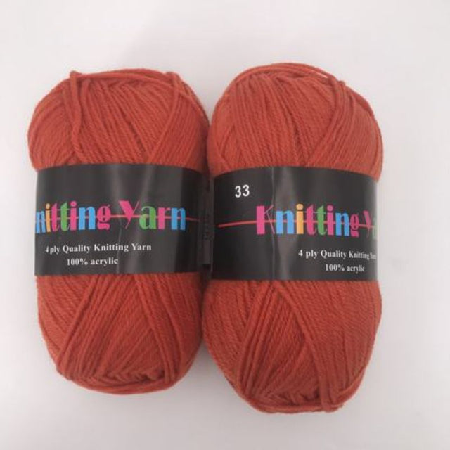 Premium Knitting Yarn - #33, 6 skeins of 100g each, soft and durable for cozy sweaters, scarves, and blankets.