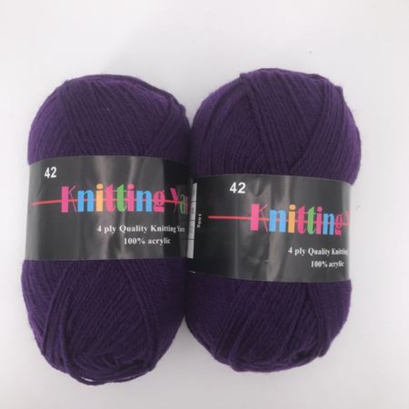 Set of 6 vibrant #42 knitting yarn skeins, each 100g, perfect for crafting cozy garments and accessories.